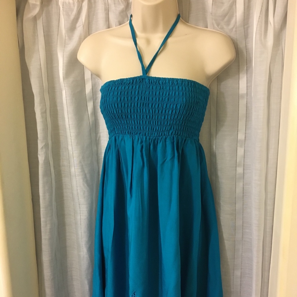 Dark teal summer tube top style dress. Forever 21